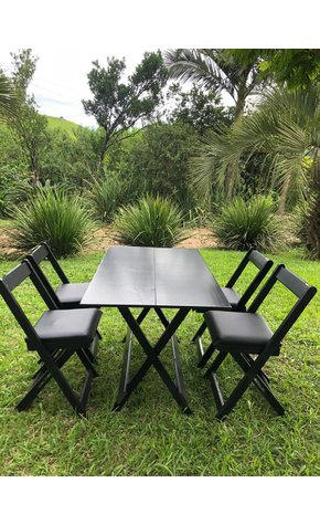 01 conjunto 120x70 preto com 04 cadeiras estofadas preto