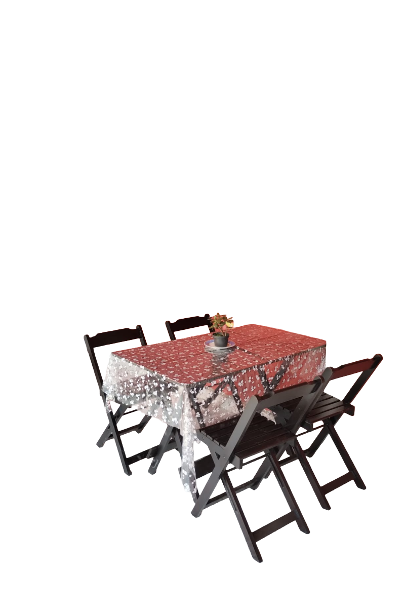 06 conjunto de mesa 120x70 mais 4 cadeiras dobraveis